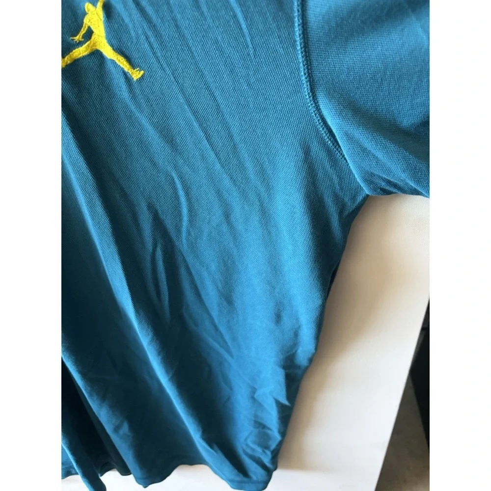 Vintage Jordan Jumpman Polo Shirt XL Teal Yellow Logo Elite XC China Dri Fit